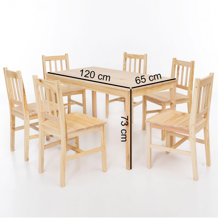 Ensemble 7 Pièces Table À Manger Et 6 Chaises En Bois Pin encequiconcerne Ensemble Table Et Chaises Salle À Manger