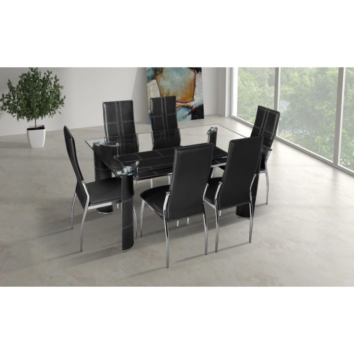Ensemble Chaise Et Table Verre Discount – Comforium encequiconcerne Ensemble Table Et Chaise Salle À Manger