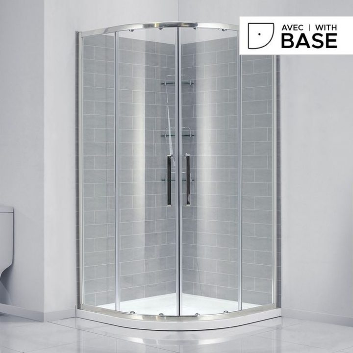 Ensemble De Douche Ronde 34" X 34" Avec Porte, Murs, Base destiné Tablette Douche Verre Ensemble De Douche Ronde 34" X 34" Avec Porte, Murs, Base destiné Tablette Douche Verre