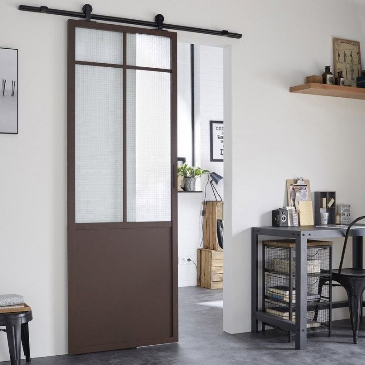 Ensemble Porte Coulissante Work Aluminium 83Cm + Rail intérieur Vitre Douche Leroy Merlin
