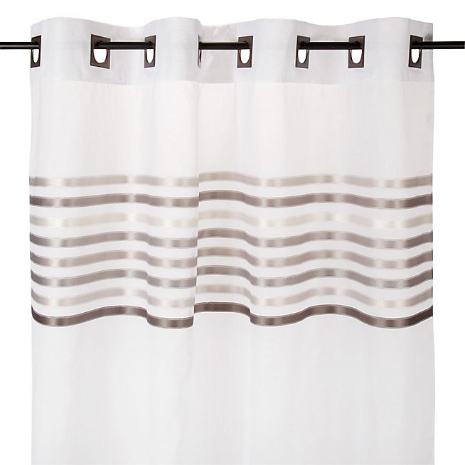 Eos Rideau Fantaisie À Oeillets 140X260Cm Blanc Et Taupe destiné Rideau Taupe Et Blanc