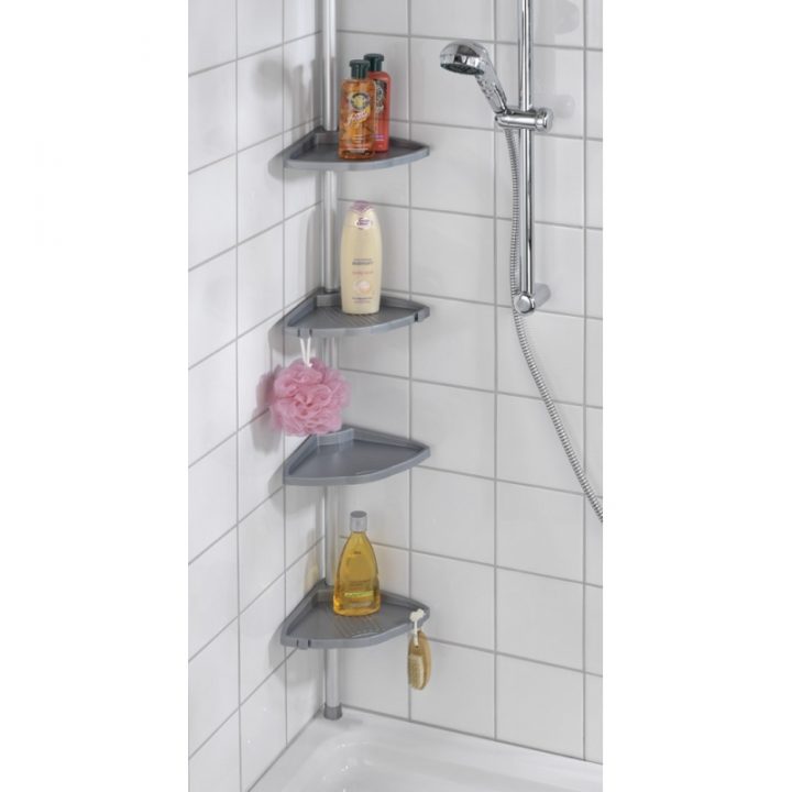 Etagère D'Angle De Douche Téléscopique – Aluminium – 4 à Étagère De Douche Inox