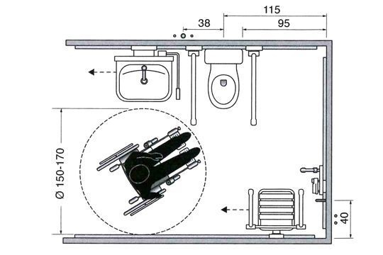 Exemple D'Aménagement : Salle De Douche Avec Wc Et Lavabo 2/4 avec Toilettes Handicapés Dimensions