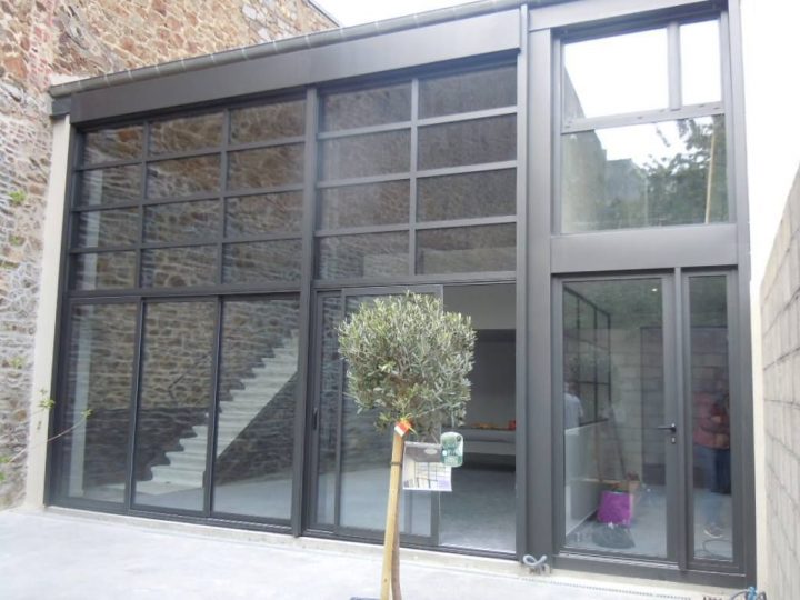 Façade Loft Mur-Rideau Aluminium , Couleur Noir 2100 serapportantà Rideau Style Loft