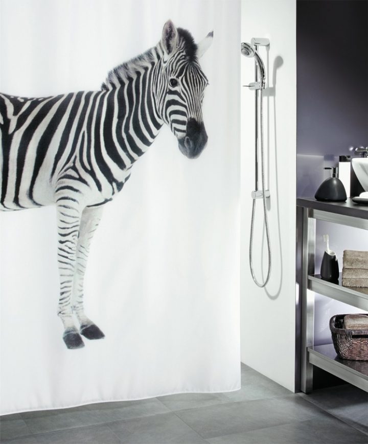 Fehr-Badshop – Duschvorhang Spirella Zebra dedans Rideau Zebre