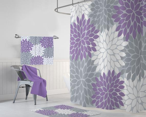 Fleur Gris Mauve Douche Rideau Décor De Salle De Bain Gris pour Rideau Mauve Fleur Gris Mauve Douche Rideau Décor De Salle De Bain Gris pour Rideau Mauve