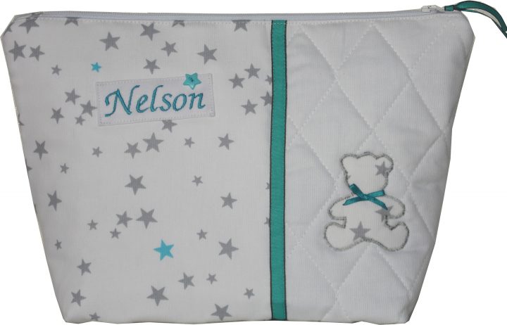 Grande Trousse De Toilette Bébé Nounours Blanche Et Bleue à Trousse De Toilette Bebe Garcon