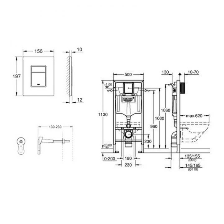 Grohe Pack Wc Complet Diagonal (Dg10Set) – Livea Sanitaire Sas dedans Grohe Toilette Suspendu