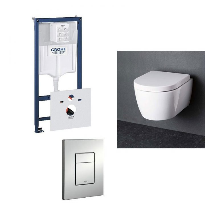 Grohe Pack Wc Suspendu Blanc Toilette Avec Abattant Soft concernant Toilette Suspendu Grohe