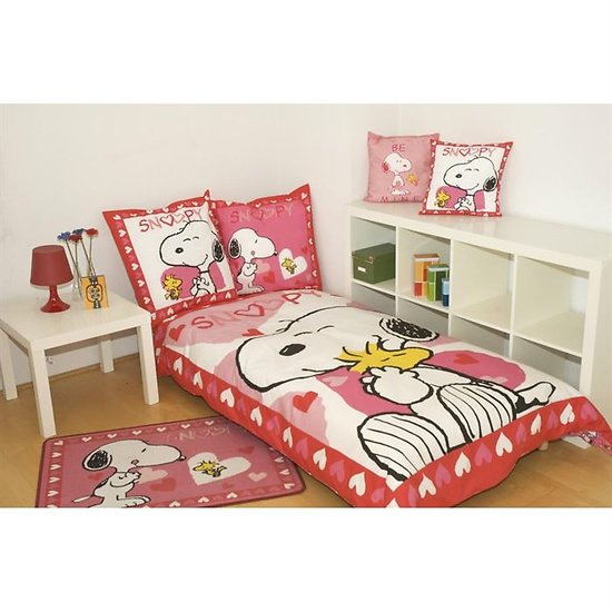 Housse De Couette (140 Cm) Et 1 Taie D'Oreiller Snoopy Love pour Rideau Lulu Castagnette