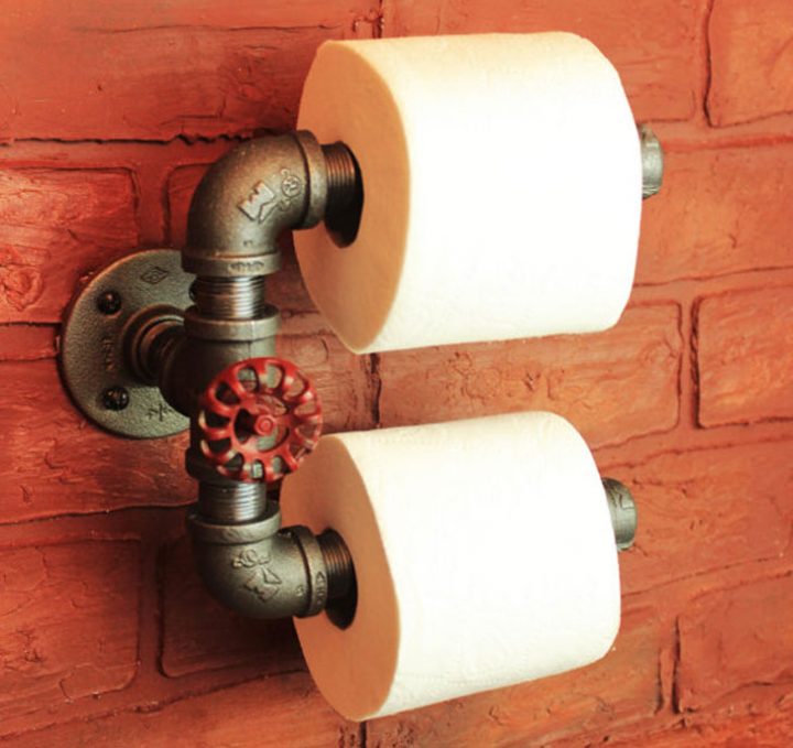 Industrial Pipe Double Roll Toilet Paper Holder – Awesome intérieur Support Papier Toilette Design