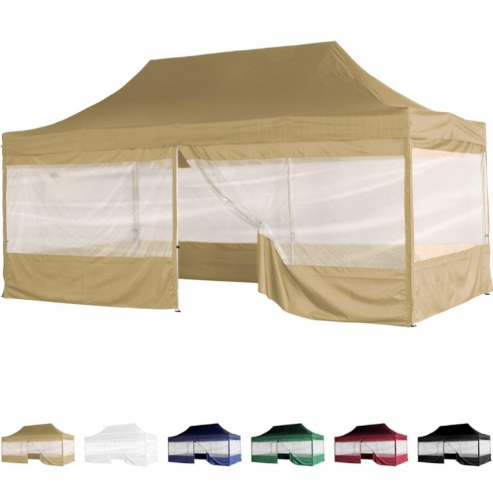 Instent® "Pro" Tonnelle Beige Pliante 3X6M + Panneaux encequiconcerne Tonnelle Pliante Avec Rideaux