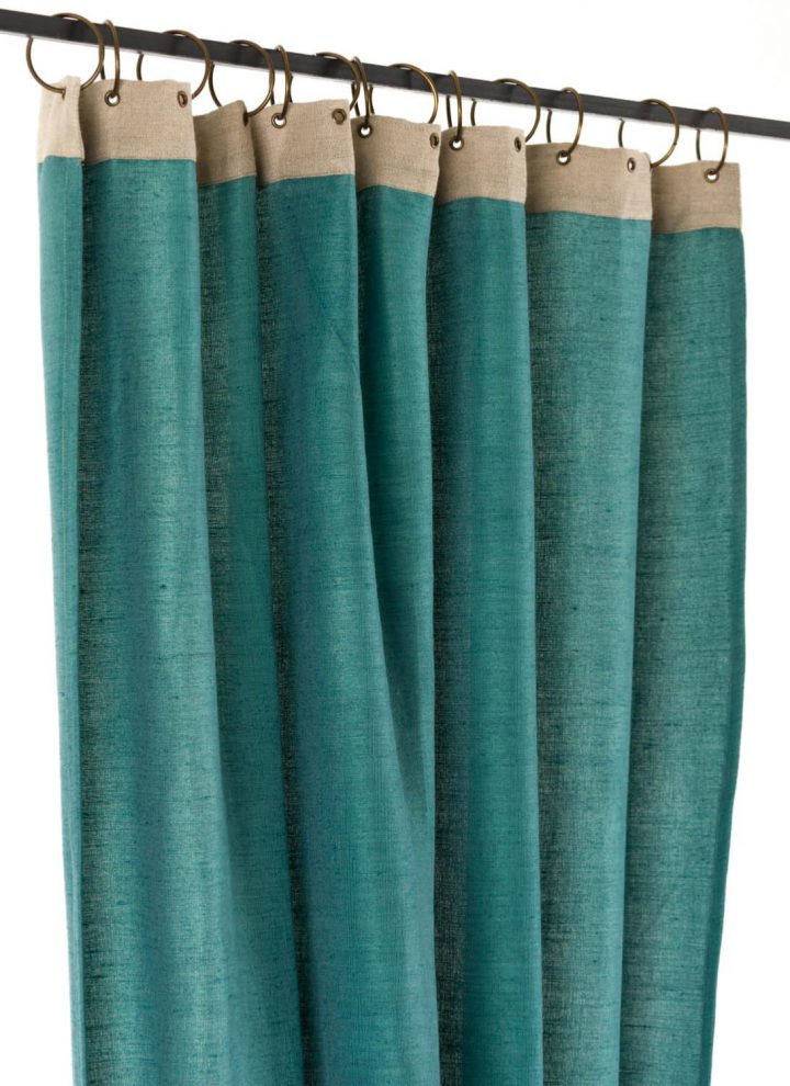 Jute Rideau En Toile – Bleu Petrol tout Rideau En Toile De Jute