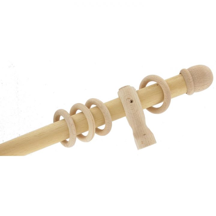 Kit De Tringle À Rideau Boule Diam. 28 Mm Chêne Brut 180 concernant Tringle Rideau Porte Entrée Leroy Merlin