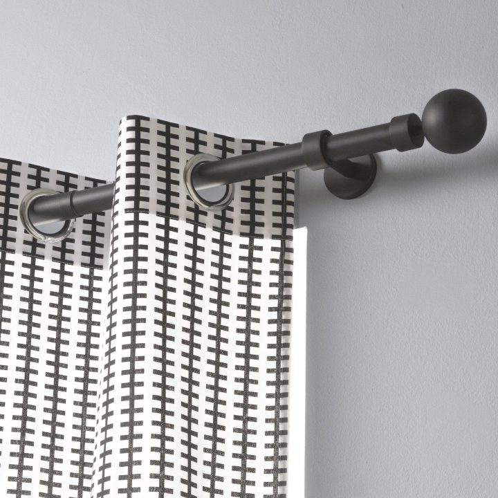 Kit De Tringle À Rideau Extensible Boule Diam. 25/28Mm concernant Tringle A Rideau Noir