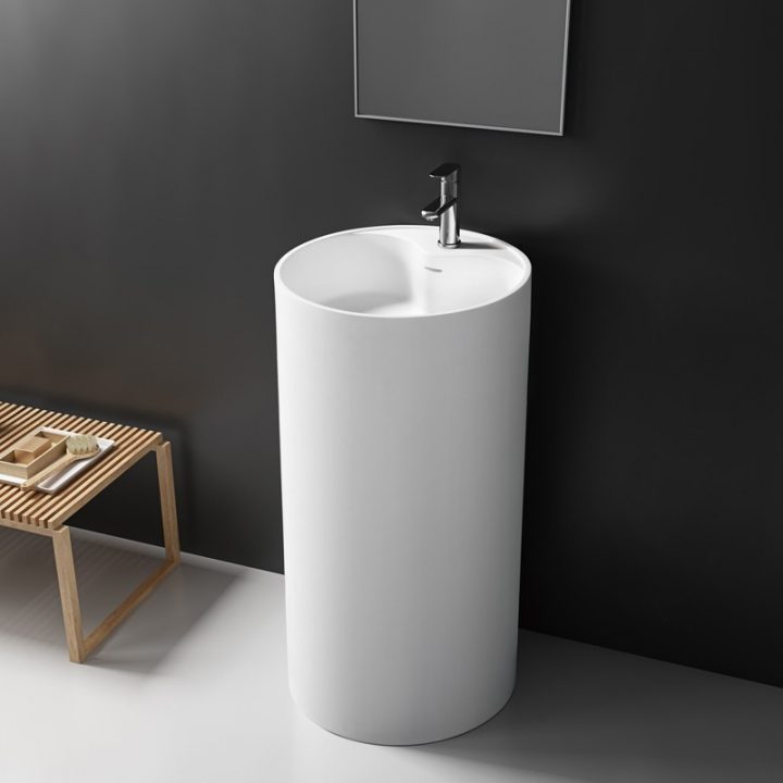 Lavabo Colonne En Solid Surface Totem 45 X 45 X 90(H) Cm dedans Totem De Douche