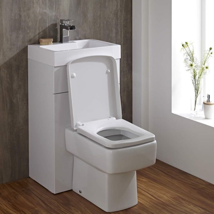 Lave Main Wc Cubique Blanc concernant Toilette Au Lavabo