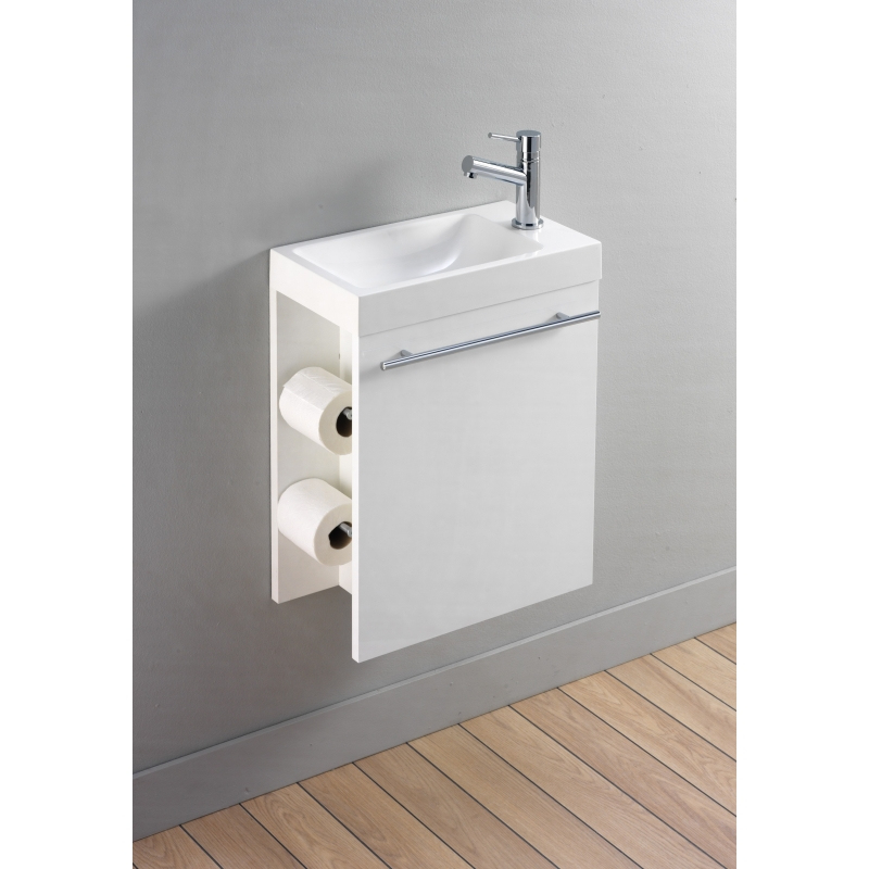 Lave Mains Wc Blanc + Meuble + Distributeur De Papier Toilette dedans Distributeur Papier Toilette Ikea