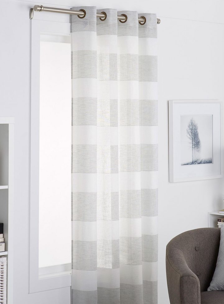 Le Voilage Rayures Rustiques 140 X 220 Cm | Voile Curtains avec Rideaux Imprimes Scandinaves
