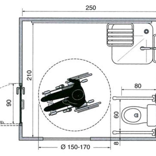 Les Plans D'Une Salle De Bains Aménagée Pour Un Fauteuil destiné Toilettes Handicapés Dimensions