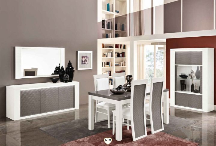 Lido Laque Gris Et Blanc Sejour Salle A Manger Moderne encequiconcerne But Salle A Manger Moderne