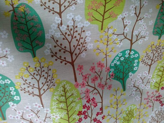 Lin Rideau Panneau Beige Gris Vert Brun Jaune Blosom Tree Cafe encequiconcerne Rideau Gris Jaune