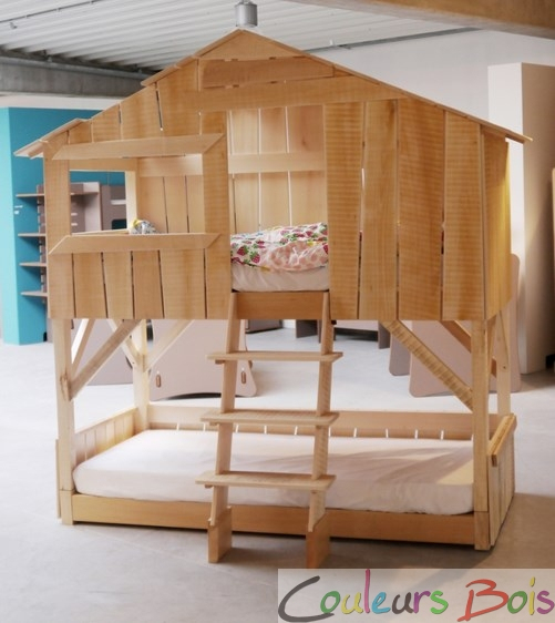 Lit Enfant Superposé Cabane En Bois Massif dedans Rideau Pour Lit Superposé Lit Enfant Superposé Cabane En Bois Massif dedans Rideau Pour Lit Superposé