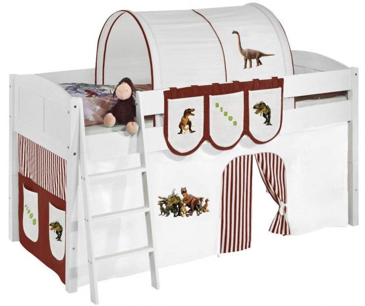 Lit Surélevé Blanc Rideau Beige Et Marron Dinosaures Milo à Rideau Marron Beige Lit Surélevé Blanc Rideau Beige Et Marron Dinosaures Milo à Rideau Marron Beige
