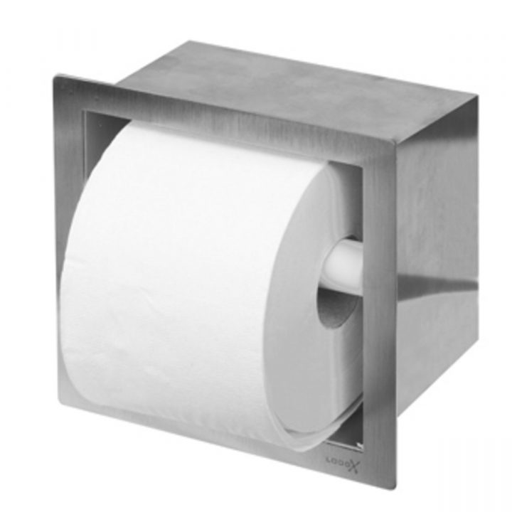 Looox Closed Porte Rouleau Toilette Encastrable Carré Inox pour Toilette Encastrable