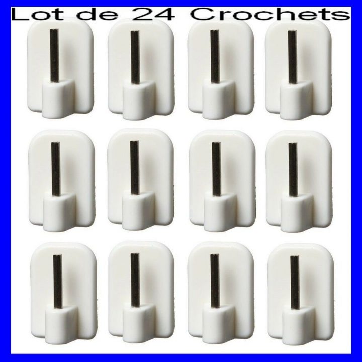 Lot 24 Crochets Autocollants Pour Tringle,Support À serapportantà Tringle Rideaux Autobloquante Fenêtre Pvc