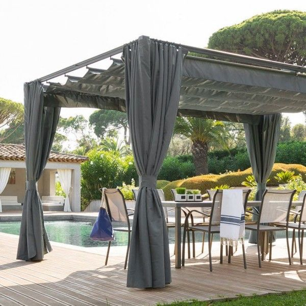 Lot De 4 Rideaux De Tonnelle Palmeira (3 X 3 M) – Ardoise encequiconcerne Rideau Pour Pergola