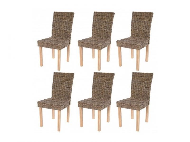 Lot De 6 Chaises De Salle À Manger En Rotin Kubu Gris pour Chaise De Salle A Manger Conforama