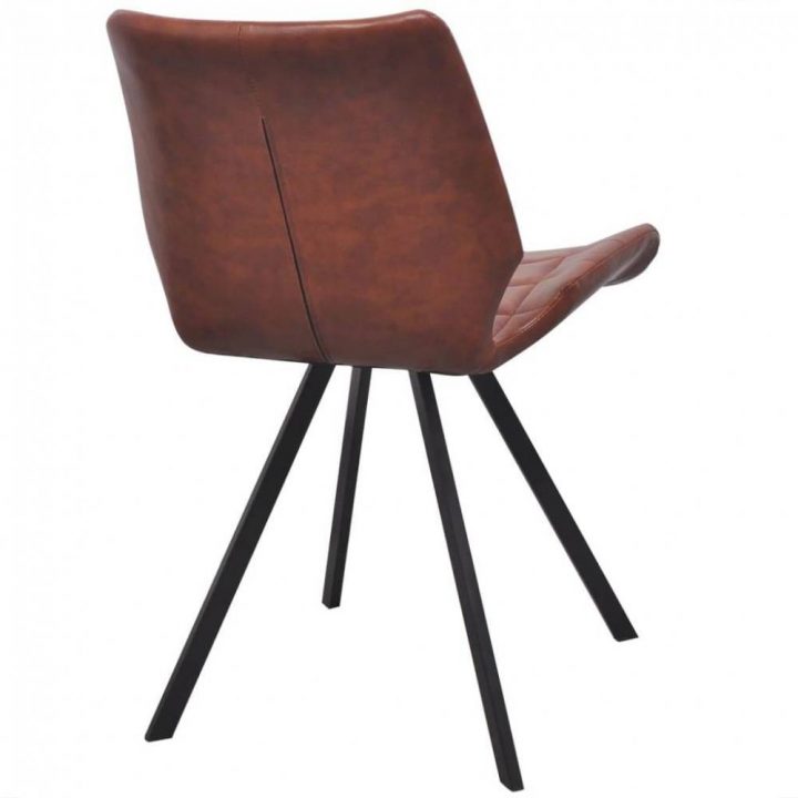 Lot De 6 Chaises De Salle A Manger Vintage Simili Cuir Marron destiné Lot De 6 Chaises Salle À Manger