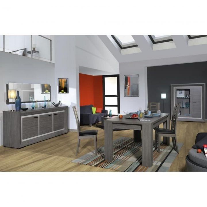 Lynea Salle À Manger Complète Décor Bois Gris Cendré 6 pour Salle A Manger Complete Pas Cher