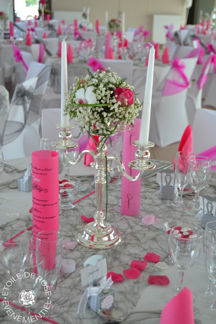Mariage Fuchsia Gris Blanc | Etoile De Rose destiné Rideau Gris Et Rose