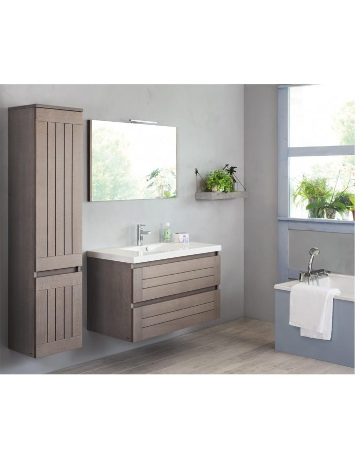 Meuble 105 Cm 1 Vasque Table Noire + Armoire De Toilette intérieur Meuble De Toilette Pas Cher