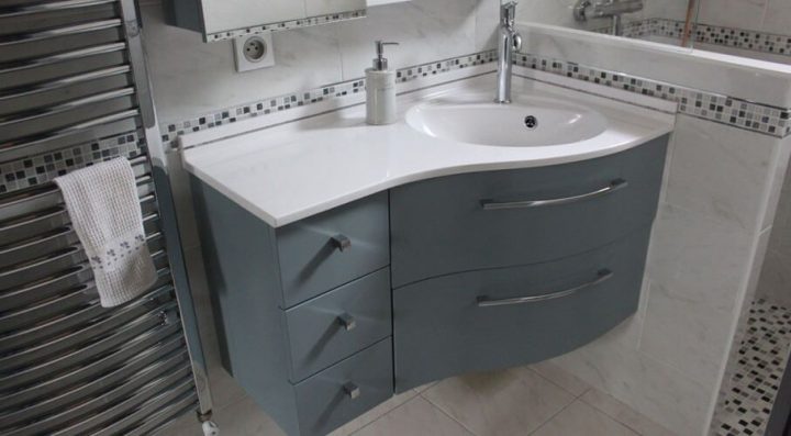 Meuble D'Angle Moderne Et Sur Mesure Pour Salle De Bains dedans Plan De Toilette Sur Mesure