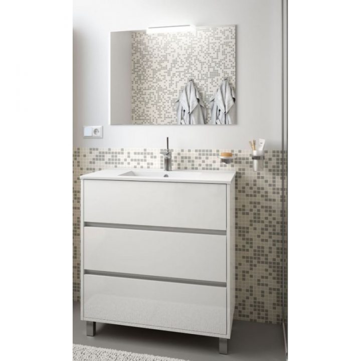 Meuble De Salle De Bain Toilette 80 Cm Au Sol Avec Evier dedans Toilette Au Lavabo