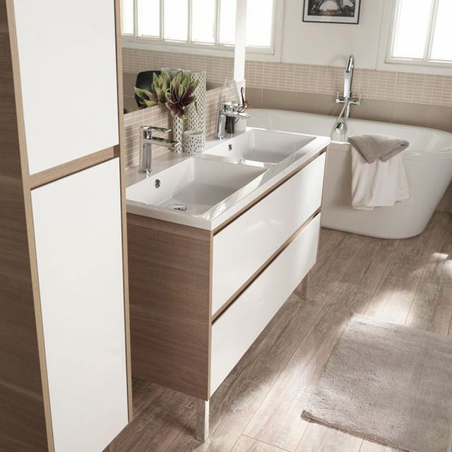 Meuble De Salle De Bains Blanc 120 Cm Oreti – Castorama à Meuble Pour Toilette Castorama