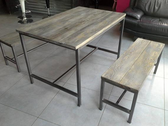 Meuble Industriel Table De Salle A Manger 2 Banc encequiconcerne Banc Salle A Manger