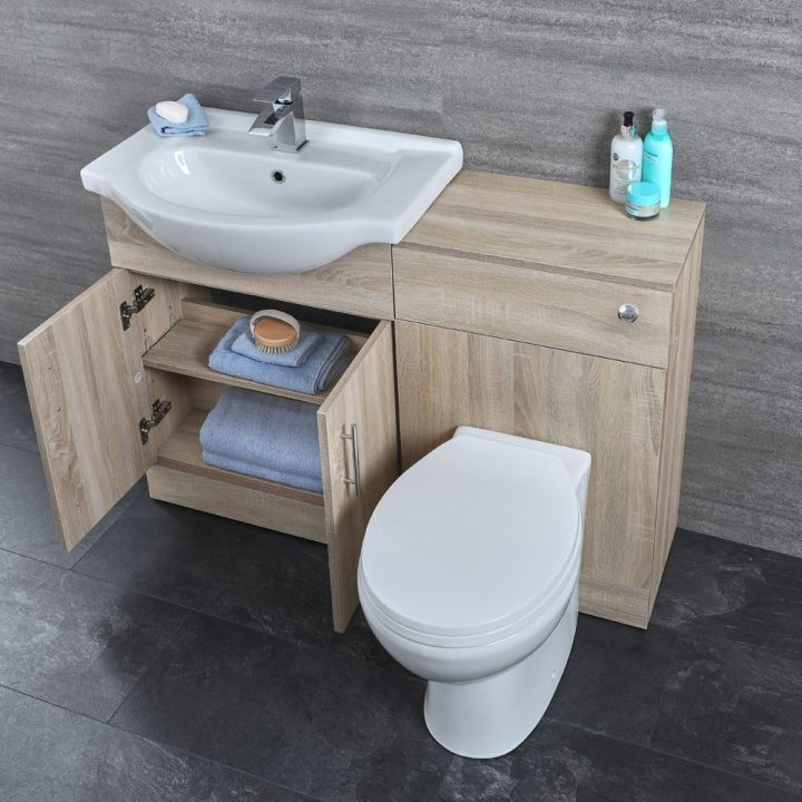 Meuble-Lavabo & Toilette Wc 51X78X30Cm Classic Oak à Toilette Au Lavabo