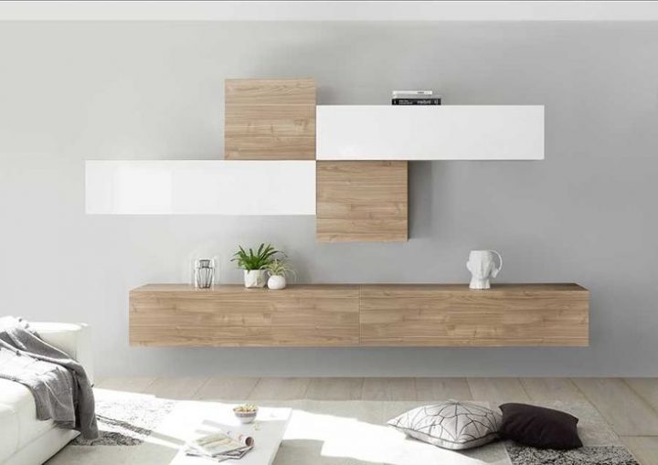 Meuble Suspendu Blanc Et Bois, Composition Murale Chambre concernant Meuble Salle A Manger Suspendu Meuble Suspendu Blanc Et Bois, Composition Murale Chambre concernant Meuble Salle A Manger Suspendu