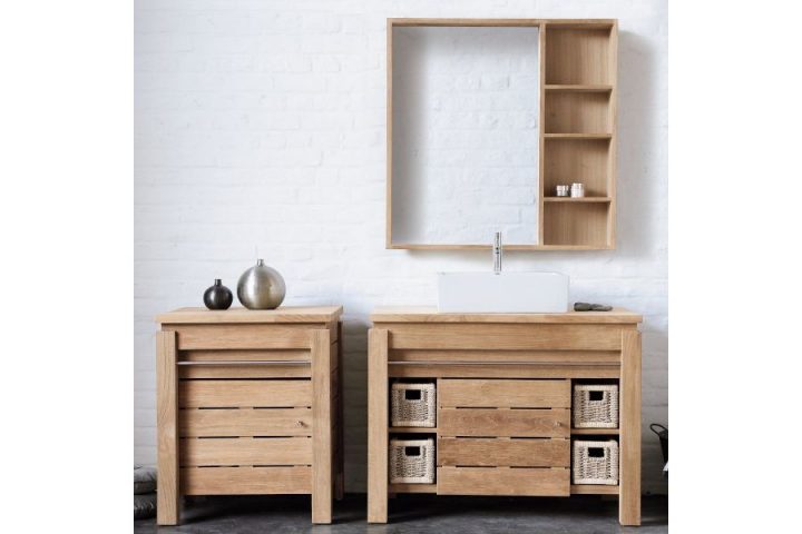 Meuble Vasque Teck 65 Cm, Plan De Toilette Bois Ou Pierre à Plan De Toilette Bois