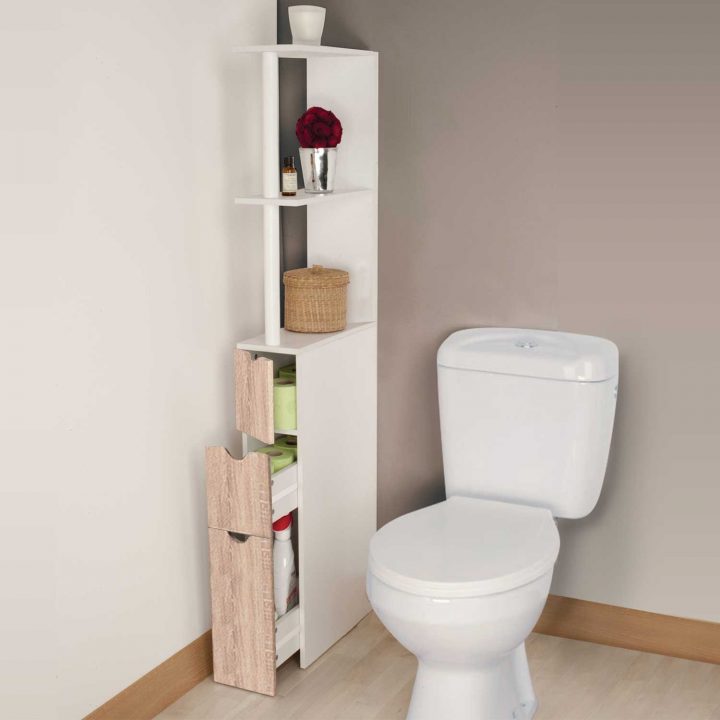 Meuble Wc Étagère Bois 3 Portes Coloris Hêtre Gain De à Quel Produit Pour Déboucher Les Toilettes