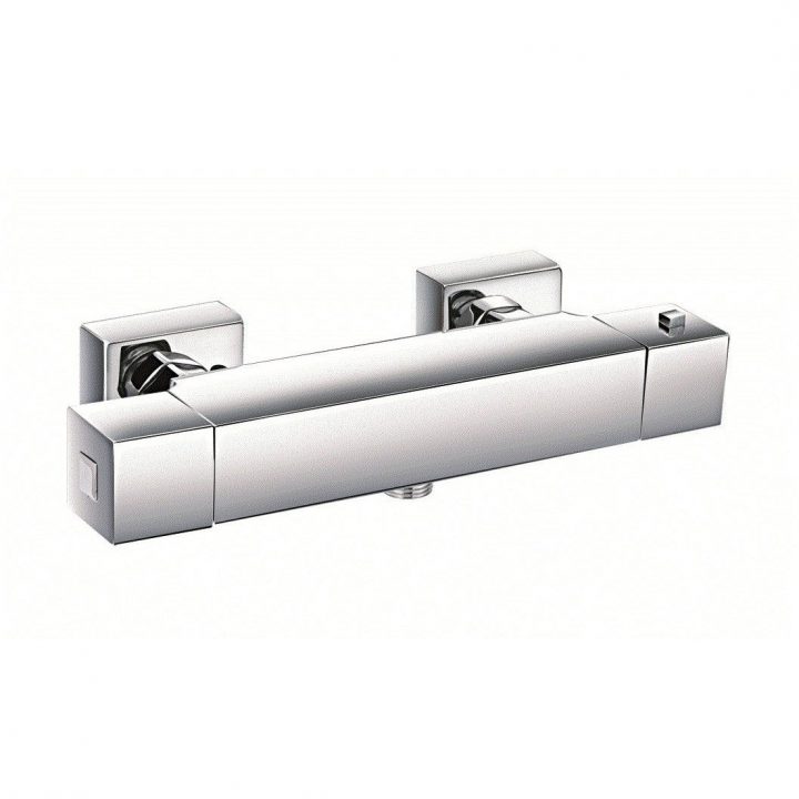 Mitigeur Thermostatique Douche Chromé Encarré | Leroy Merlin serapportantà Mitigeur Cabine De Douche Leroy Merlin