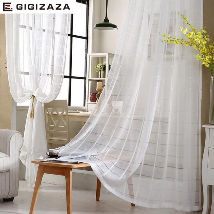 Multi Taille Blanc Jacquard Voile Rideaux Pour Salon 50*84 à Rideaux De Fenetres Maison Multi Taille Blanc Jacquard Voile Rideaux Pour Salon 50*84 à Rideaux De Fenetres Maison