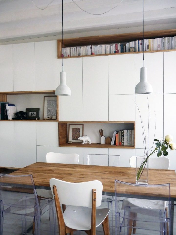 Mur Rangements Blanc Bois Scandinave | Meuble Salle À Manger avec Rangement Salle À Manger