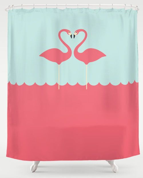 My 10 Favorite Flamingo Shower Curtains + 24 More à Rideau Flamant Rose