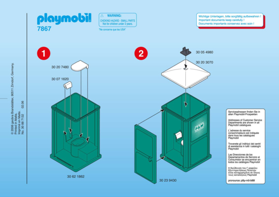 Notice De Montage – Playmobil 7867 : Toilettes De Chantier encequiconcerne Toilette De Chantier