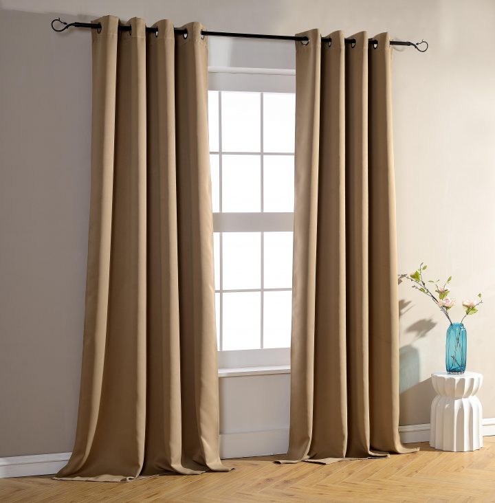 Occultant – Lot De 2 Rideaux Occultant Taupe Clair 140 X avec Rideaux Voilages Avec Pattes